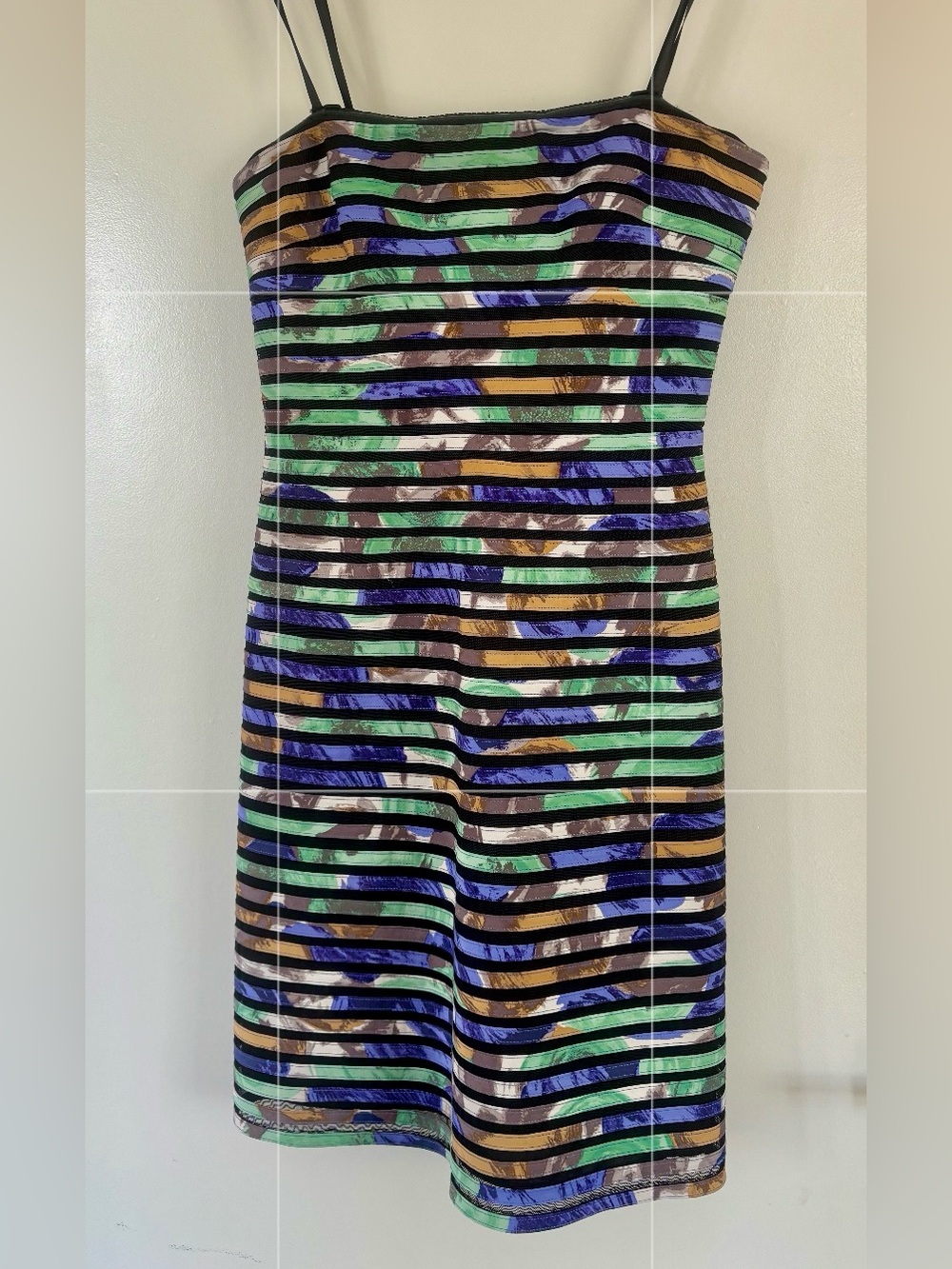 BCBGMaxAzria Strapless Multicolor Stripe Dress
